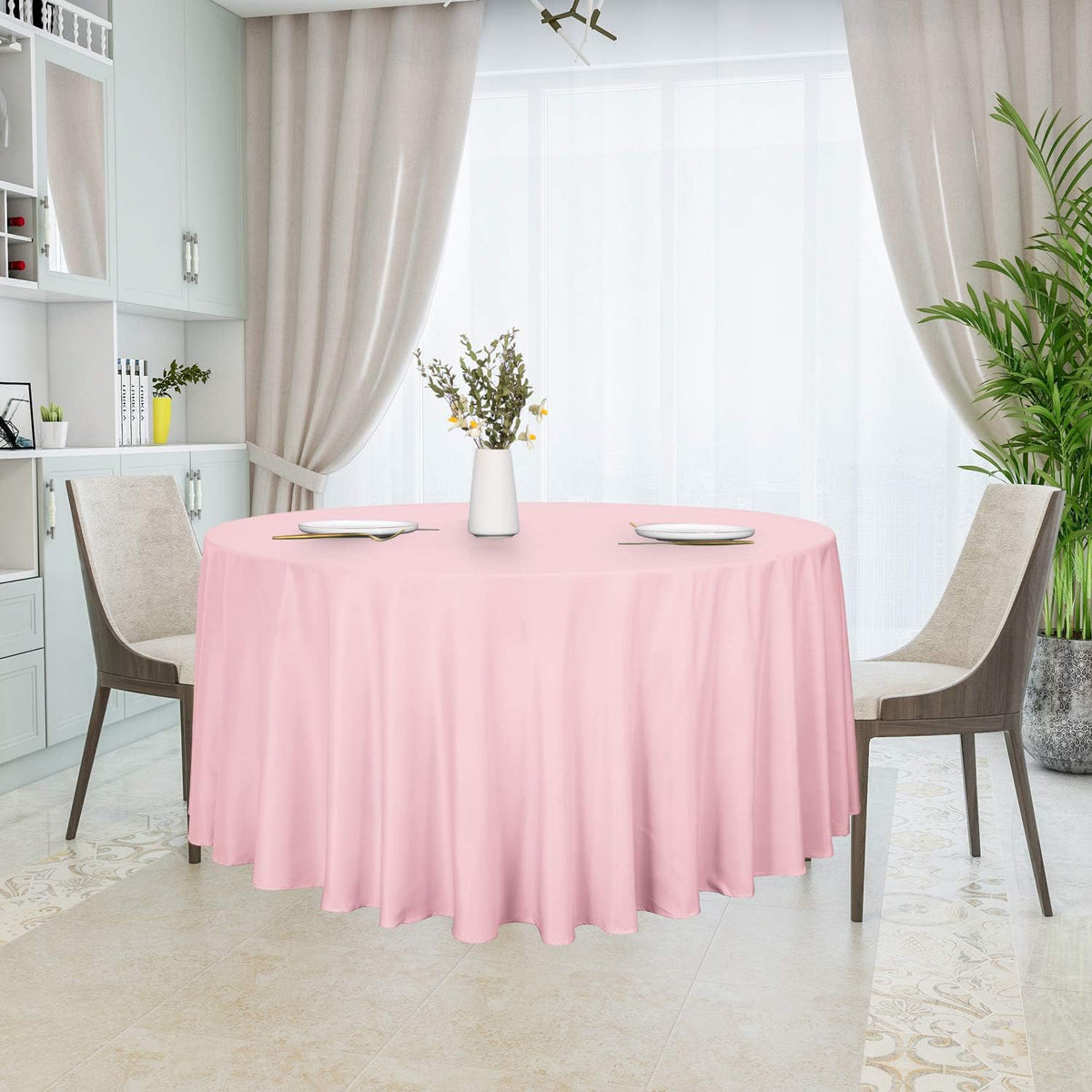 sancua Round Tablecloth - 108 Inch - Water Resistant Spill Proof Washable Polyester Table Cloth