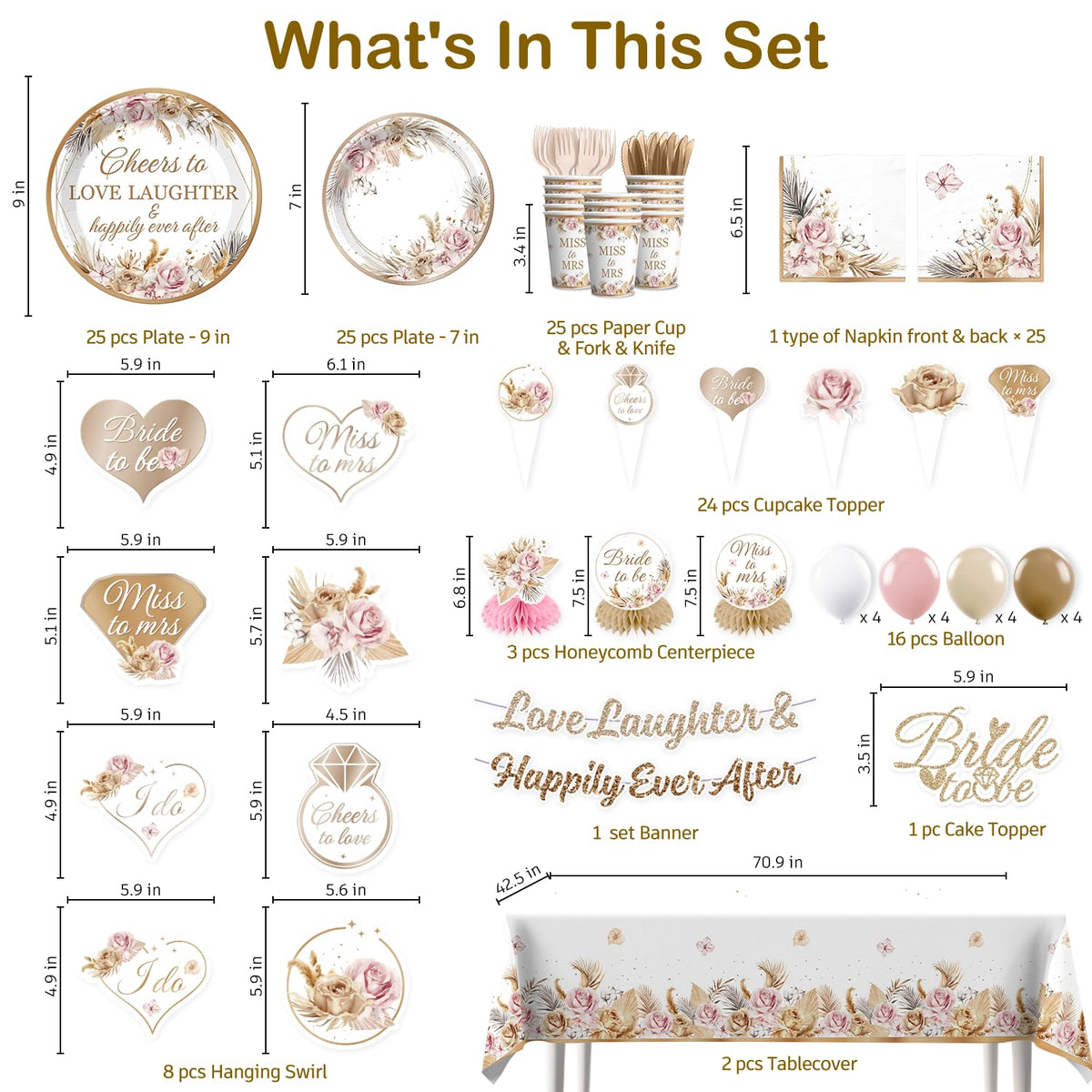 Bridal Shower Decorations, Love Laughter & Happily Ever After Shower Party