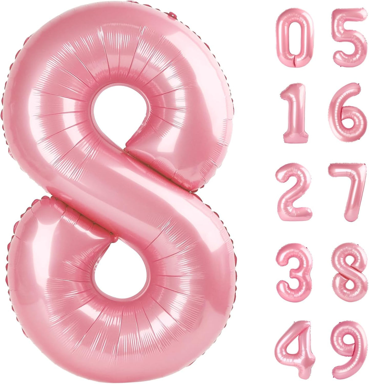 Pearlescent Pink Foil Number 8 Balloon 40 Inch, Helium Mylar Eight Number 8 18 28 38 48 58 80 88