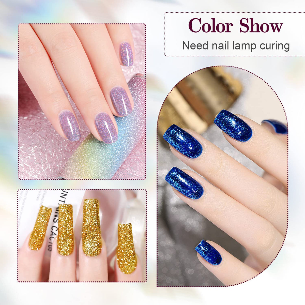 JODSONE Gel Nail Polish Shiny High Gloss Surface Strengthening Glitter Minimalistic Artistic