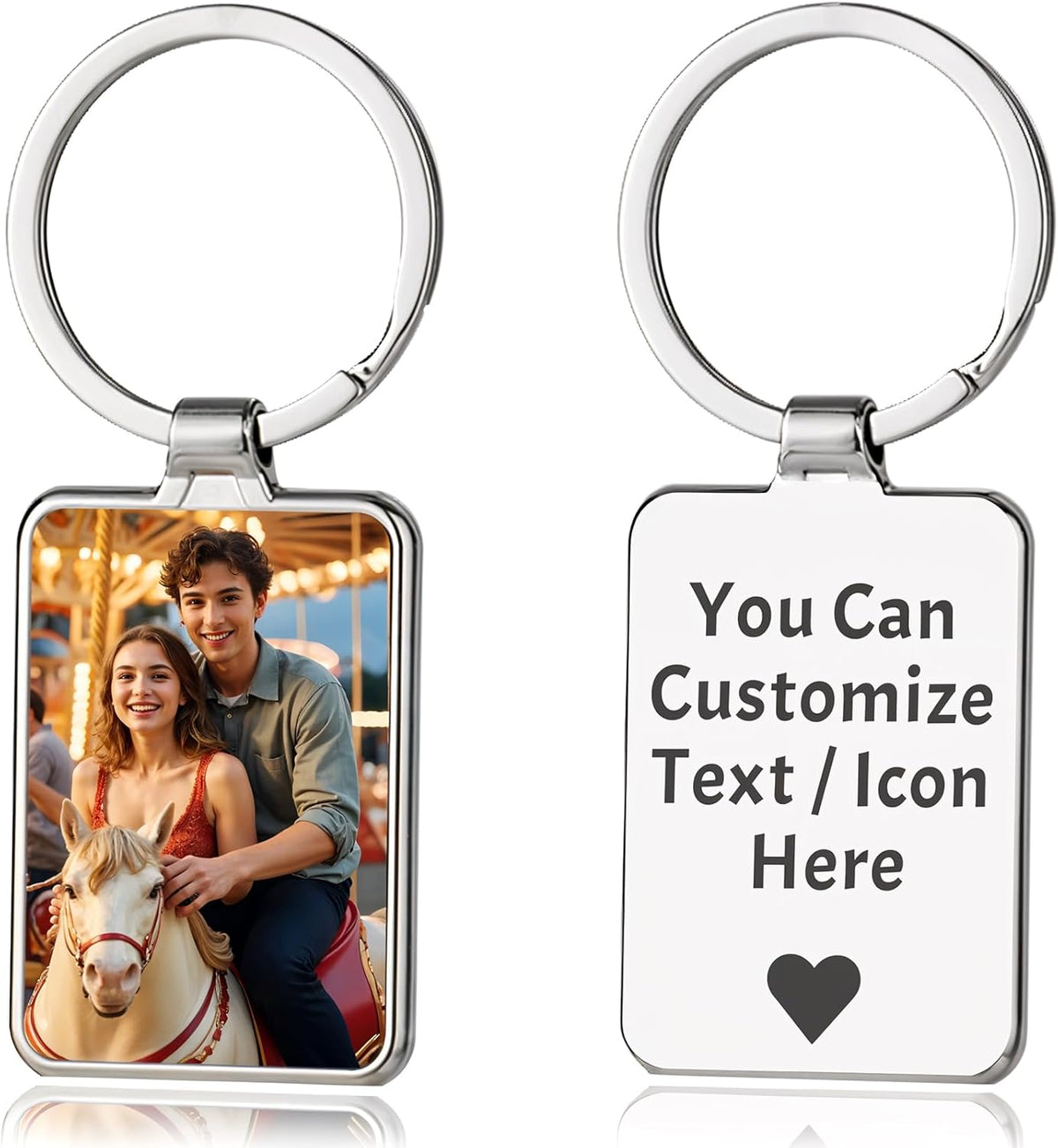 Personalized Custom Keychain with Picture - Turnable Double Sided Colorful Photo Key chains