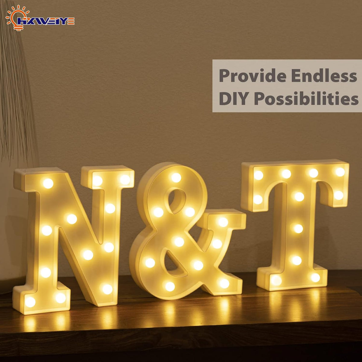 HXWEIYE Light Up Letters LED Marquee Sign 26 Alphabet and 10 Number Big Lights for Party Birthday
