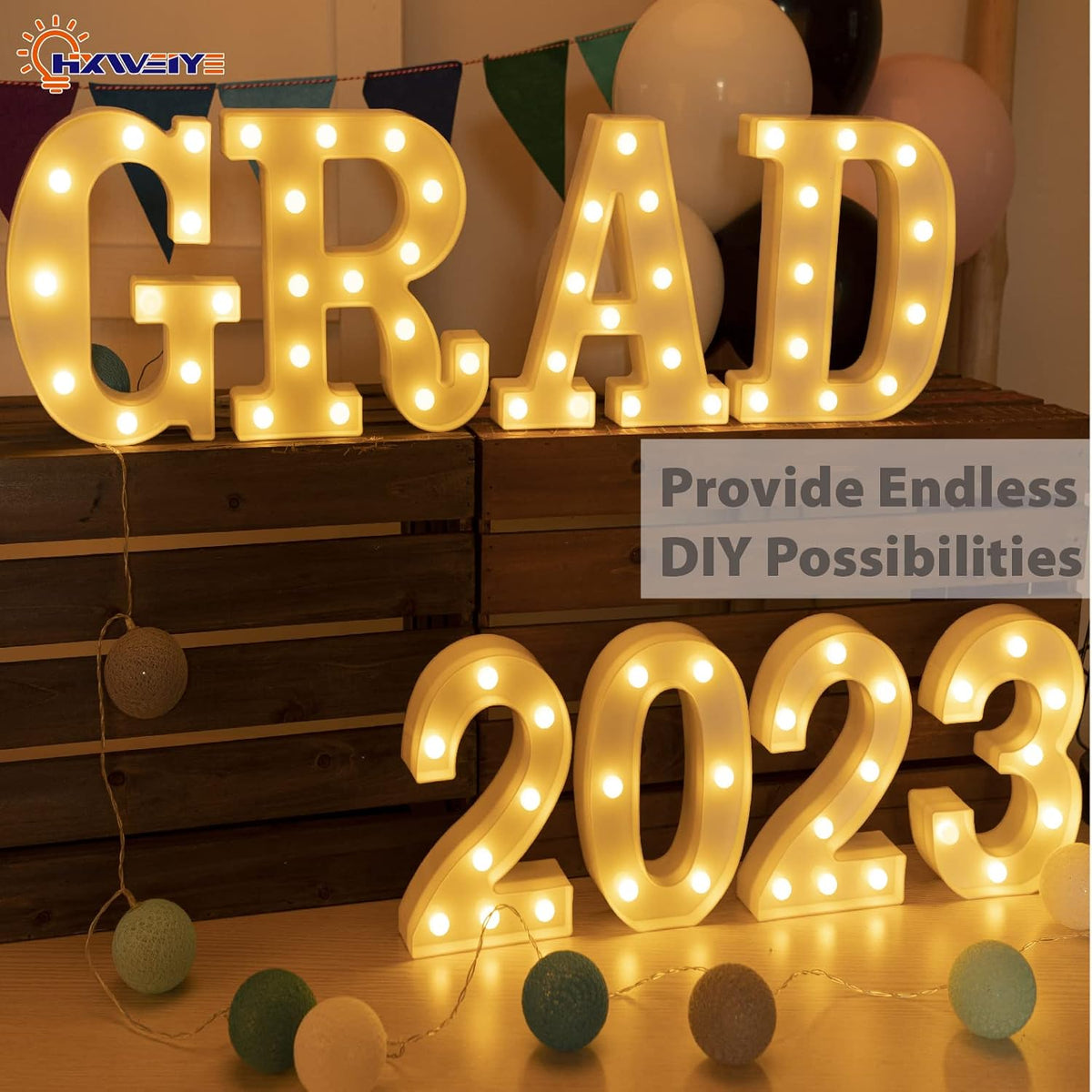 HXWEIYE Marquee Light Up Numbers-4, Led Large Numbers Letters Sign 26 Alphabet and 10 Number for