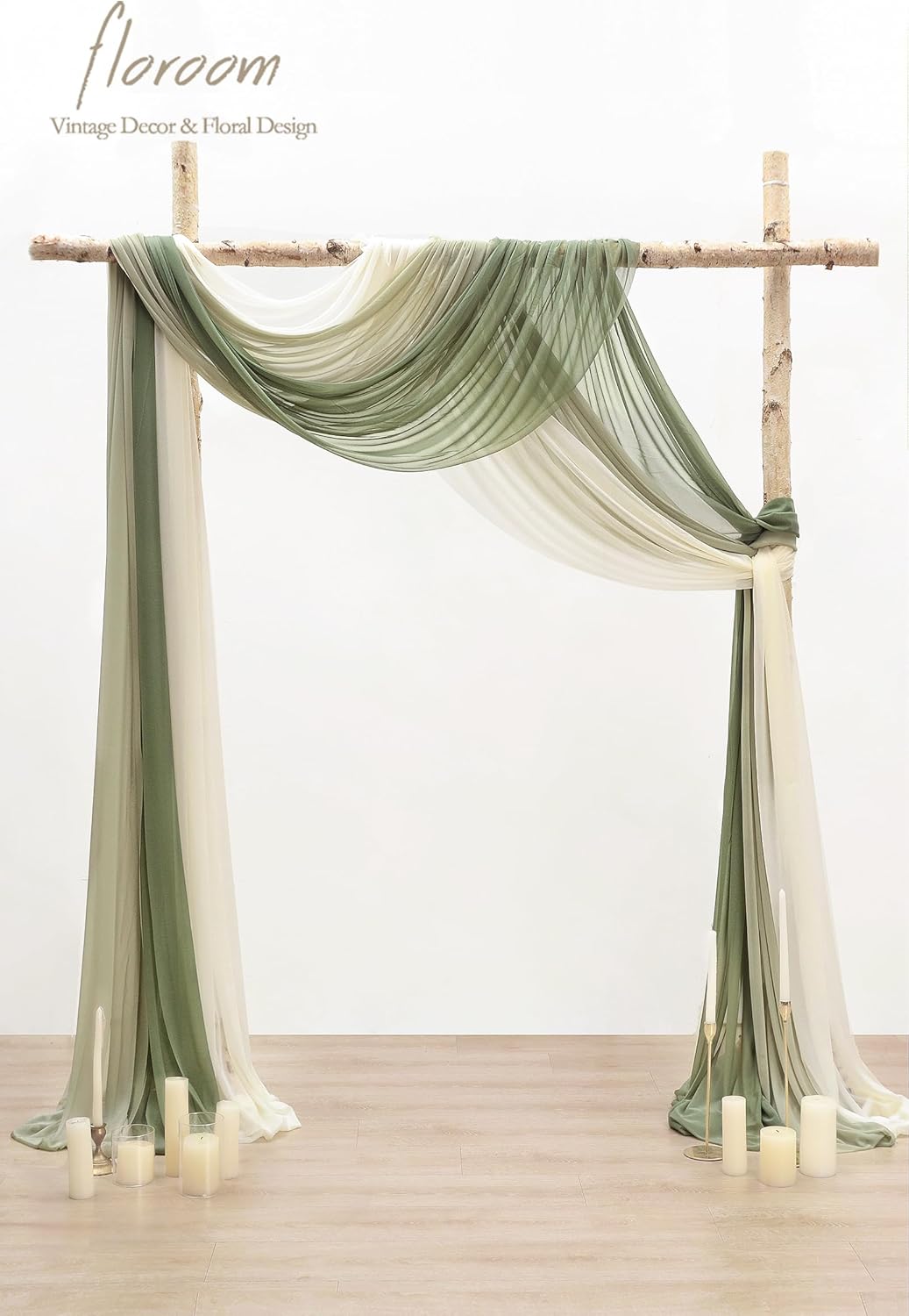 Floroom Wedding Arch Draping Fabric 3 Panels 20Ft Chiffon Fabric Drapes Arbor Drapery Wedding