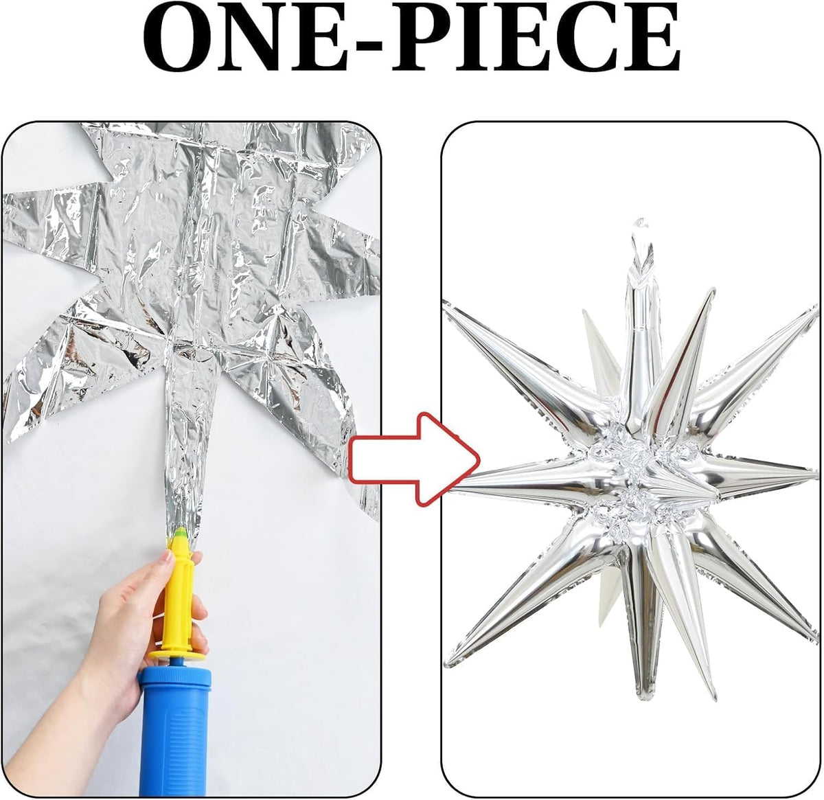 Red Blue Silver Star Balloons 12pcs, 27/22 Foil Inch Star Explosion Balloons, Large Spike Mylar