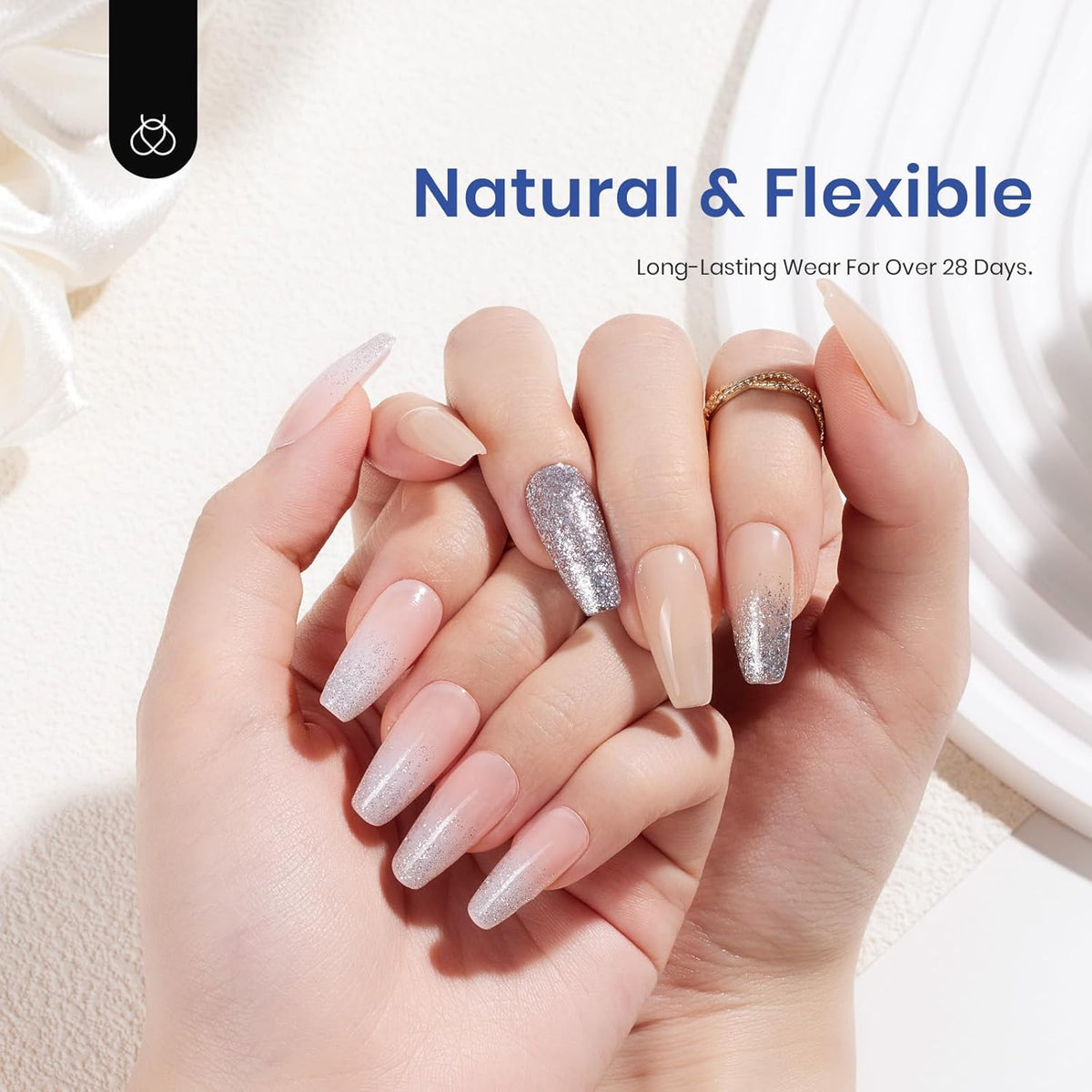 Beetles Gel Nail Kit Easy Nail Extension Set With Etch X Nail Tips 504Pcs Half Matte Medium Coffin