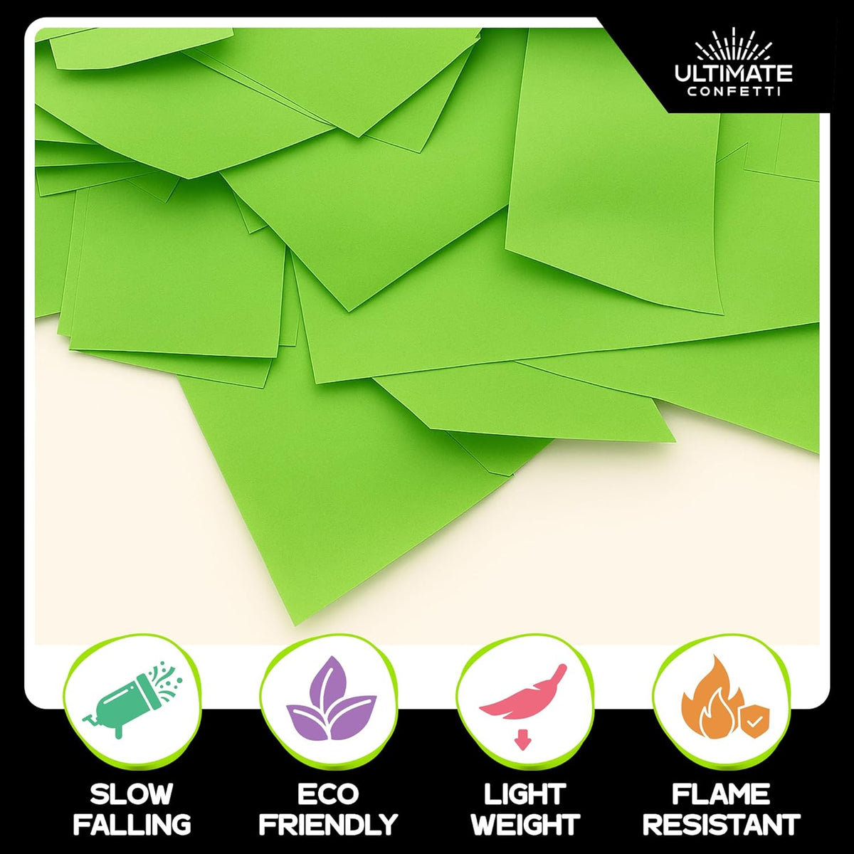 Light Green Biodegradable Confetti - Rectangular Flame-Resistant Tissue Paper Confetti for Cannon