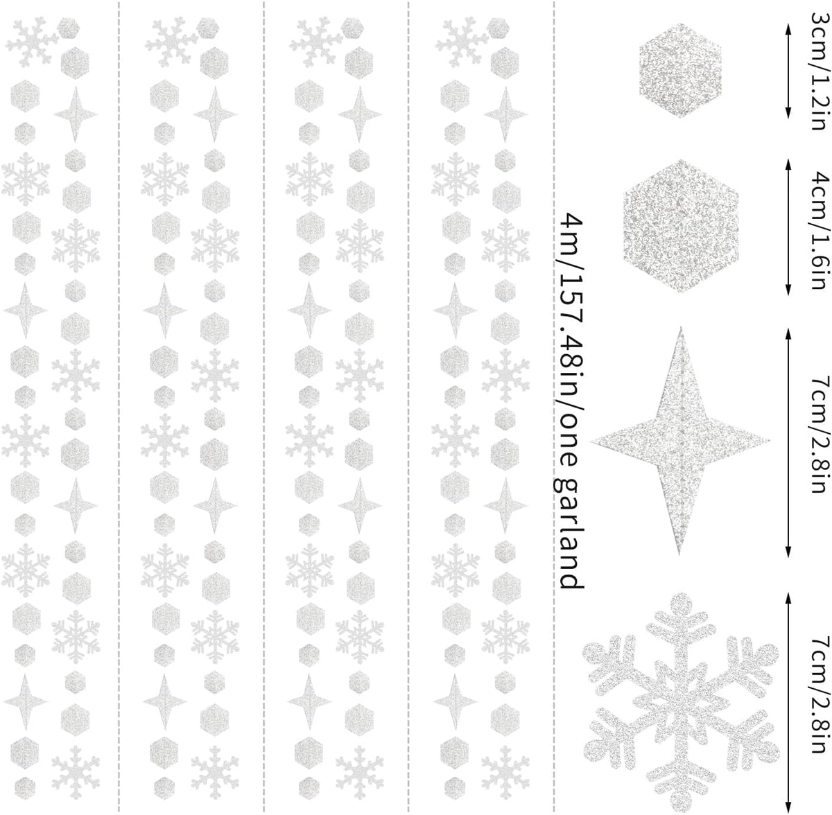 Snowflake-Snow White-Silver Christmas Party-Decorations Streamers - 52Ft White Winter Wonderland