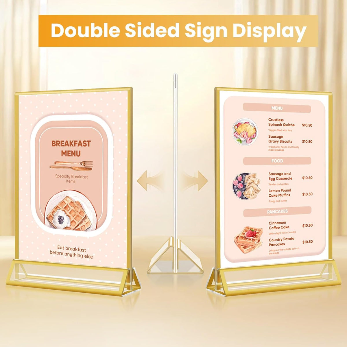 4x6 Gold Acrylic Sign Holder, 12 Pack Wedding Table Number Holder Stands with Vertical Gold
