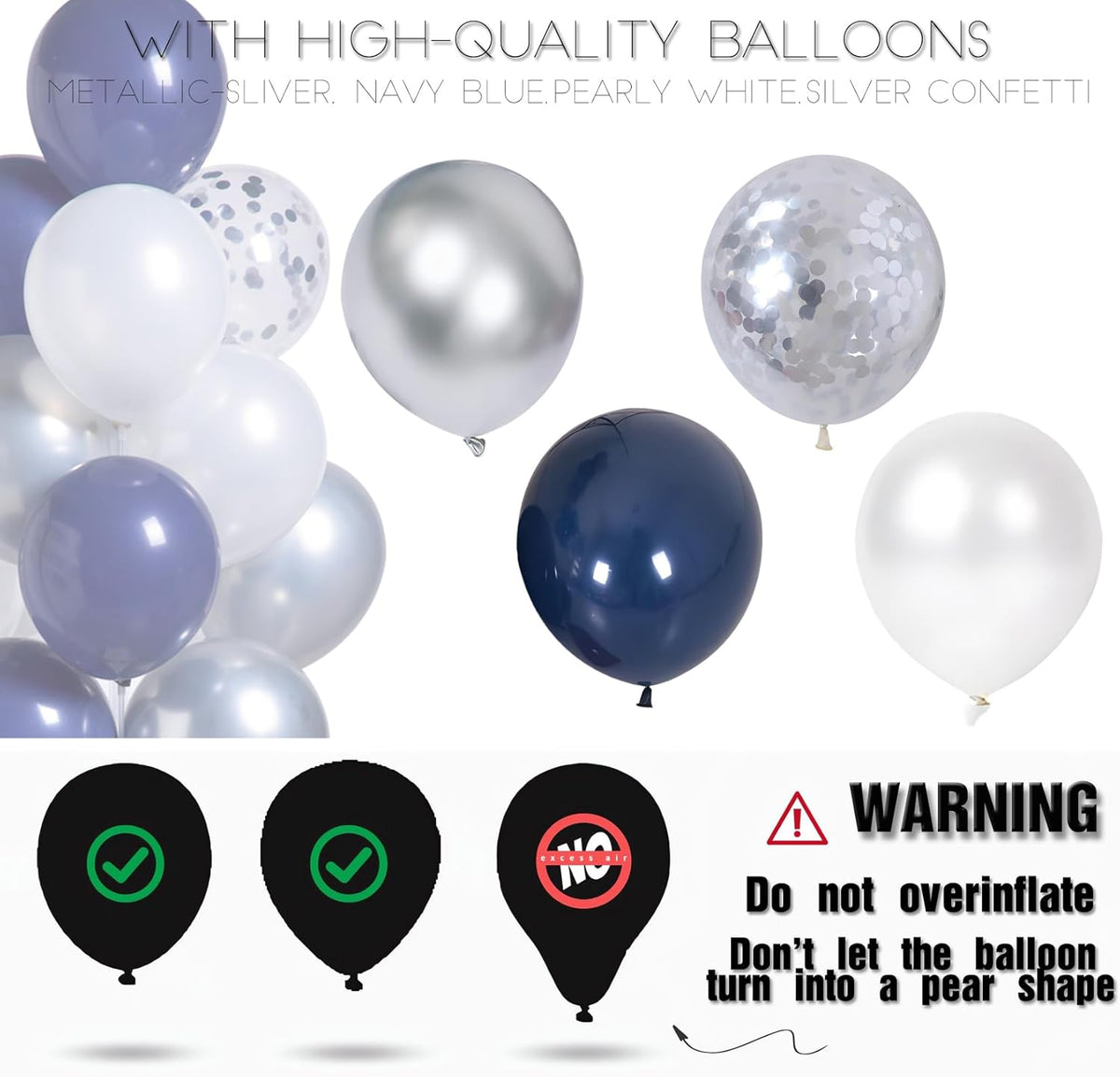 Navy Blue Silver Confetti Balloon Column Kit Set of 2 Included-Balloon Column Stand with