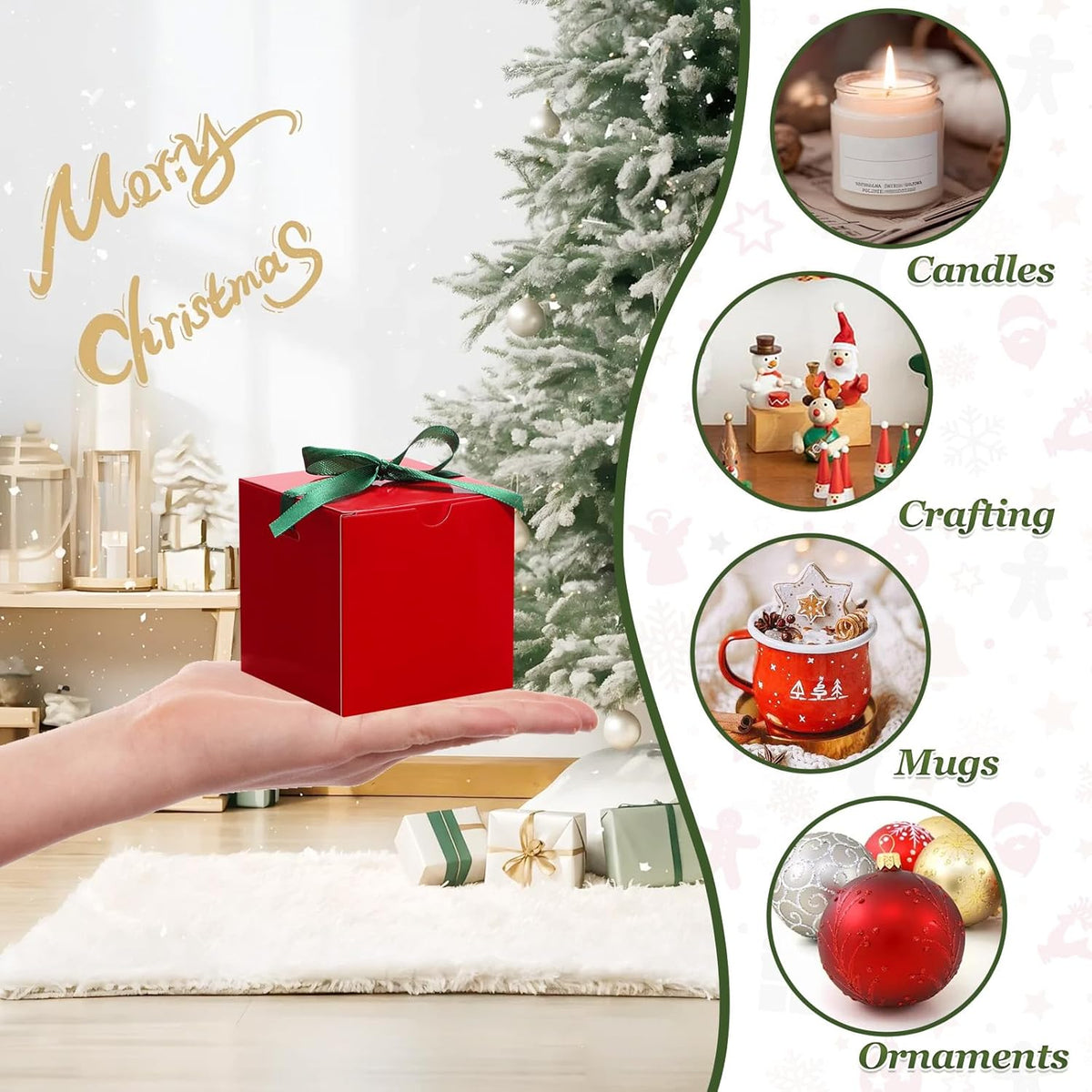 DOYIDE Small Gift Boxes, 60 Pcs 4x4x4 Inch Red Elegant Paper Box with Ribbons, Party Favor Boxes