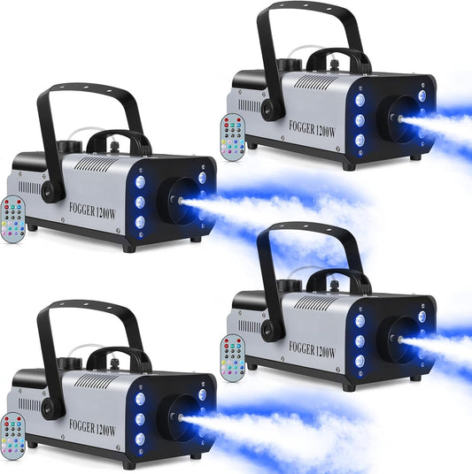 1200W RGB Fog Machine, 6 Colorful LED Lights for Smoke Machine Indoor/Outdoor Use, Perfect for