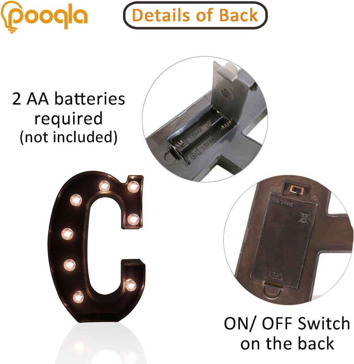 Pooqla Decorative LEDs Illuminated Letter Marquee Sign - Alphabet Marquee Letters with Lights for