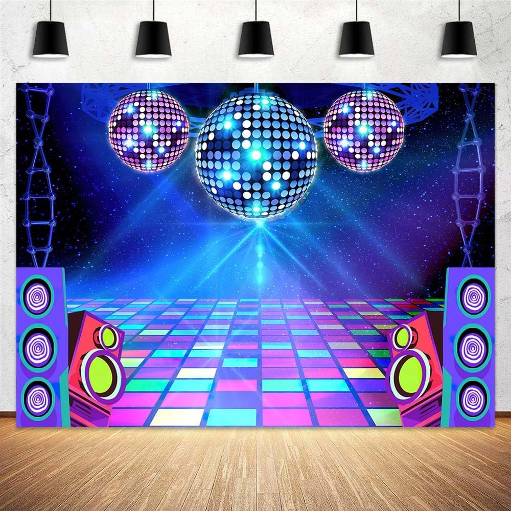 Disco Backdrop 7 x 5 ft Retro Glow Party 70s 80s 90s Theme Stage Dance Background Disco Party