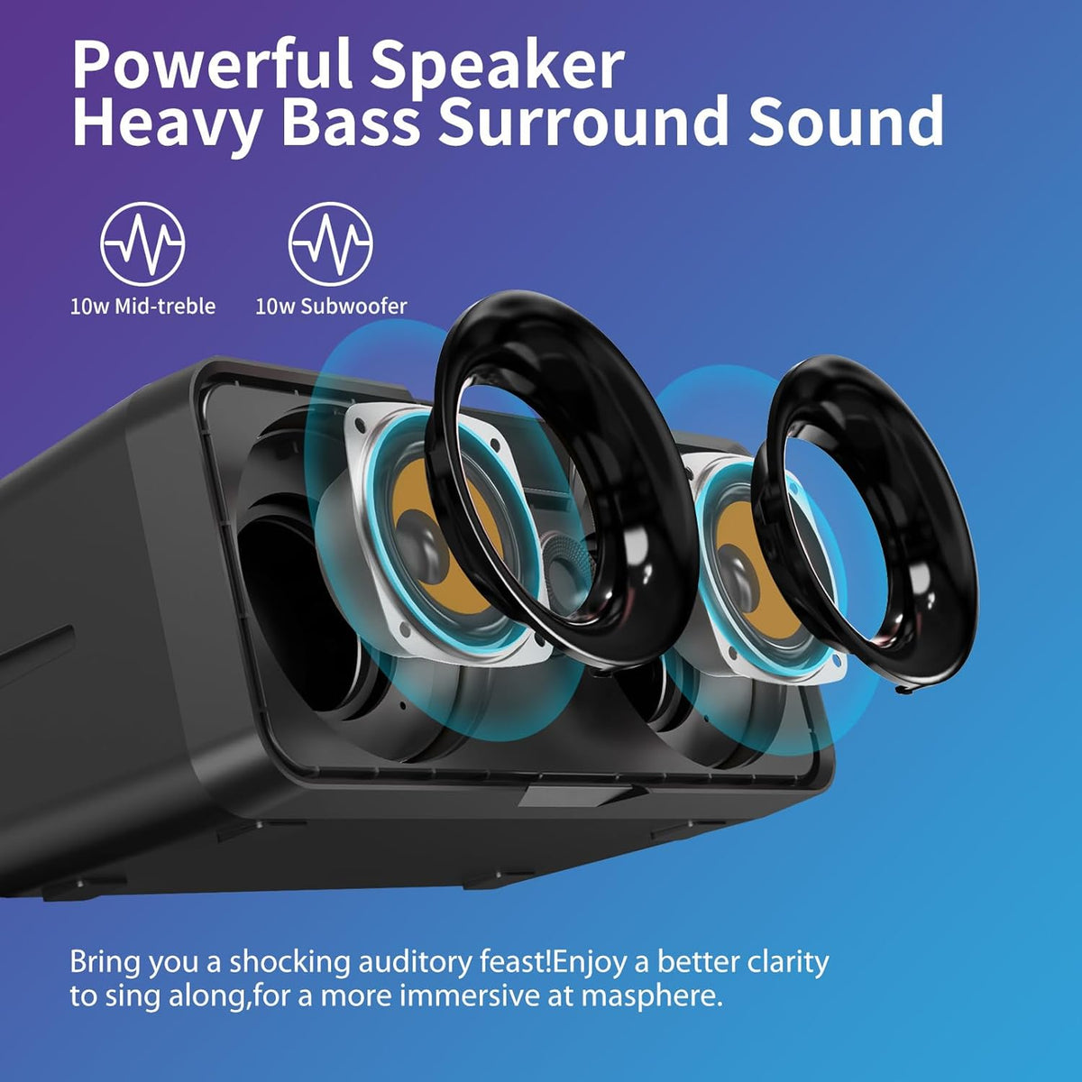 Karaoke Machine for Adults and Kids with 2 UHF Wireless Microphones,Portable Bluetooth Speaker PA