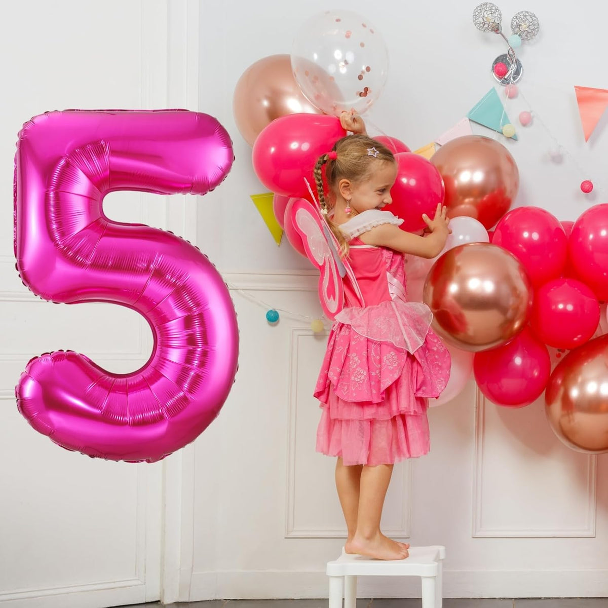 Hot Pink 6 Balloon,40 Inch Number 6 Balloon,6 Birthday Balloon Decorations, Foil Mylar Helium 6