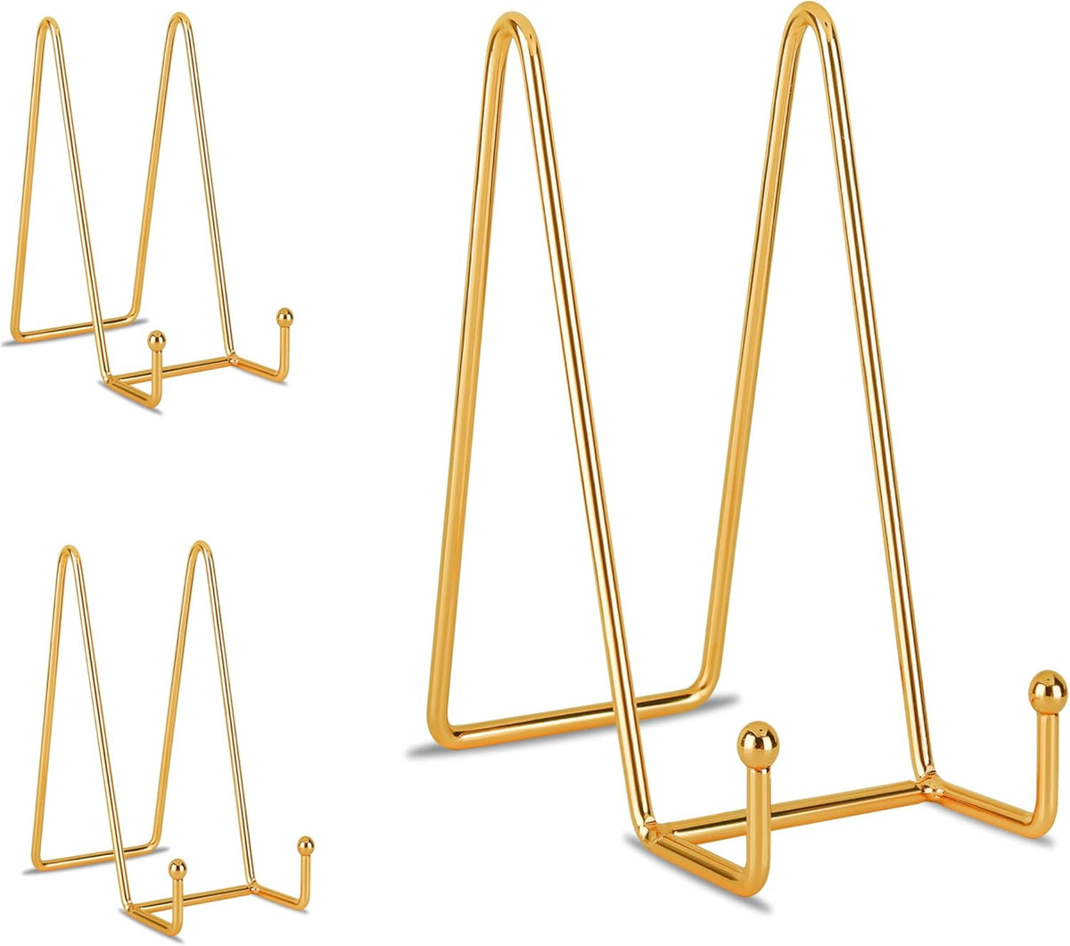 Decolore 8 inch 3 Pack Gold Plate Stands Table Top Easels Plate Holder Display Stands for Picture