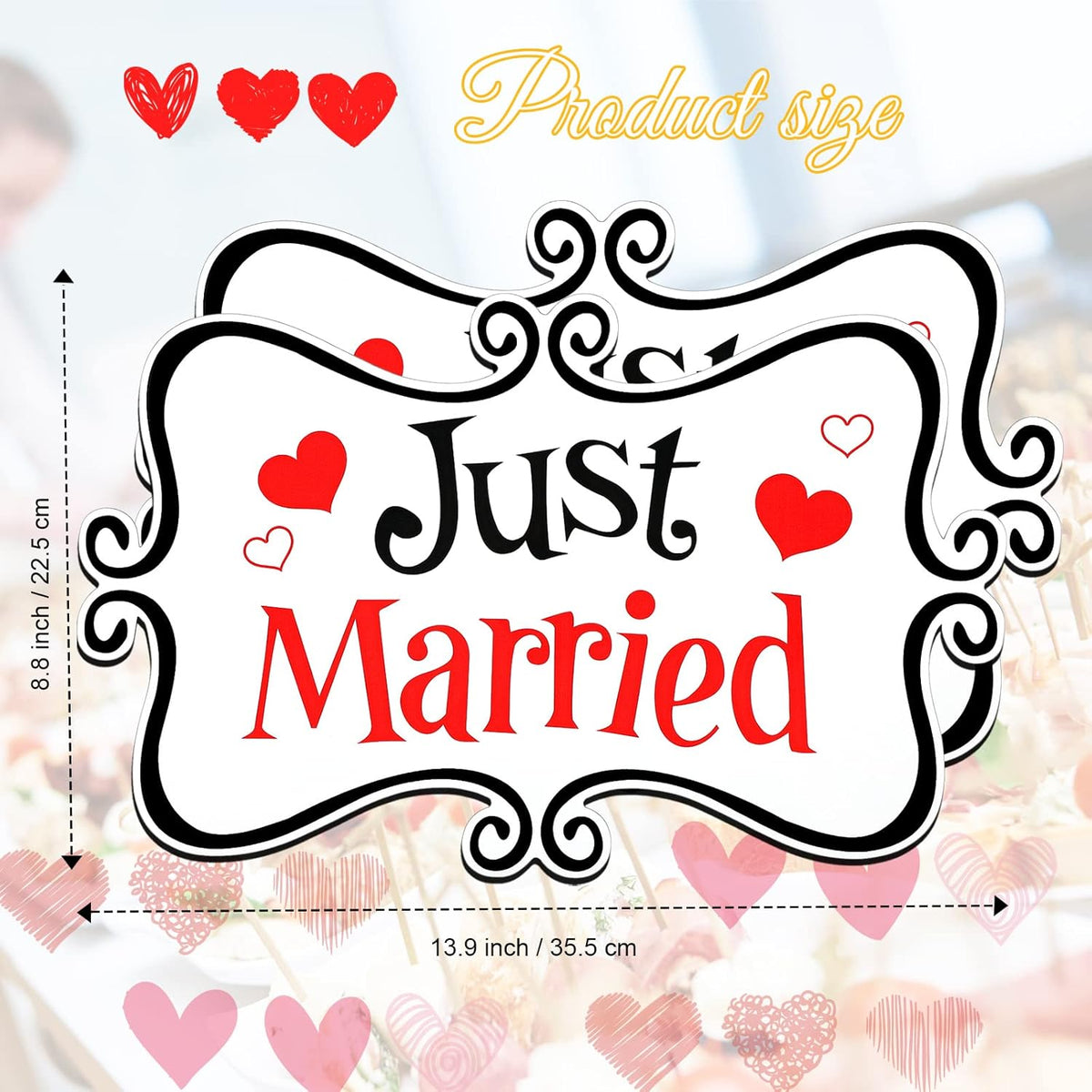 2 Pcs Large Just Married Car Decorations Just Married Car Magnets Sign Decoration 13.9 x 8.8 Inch