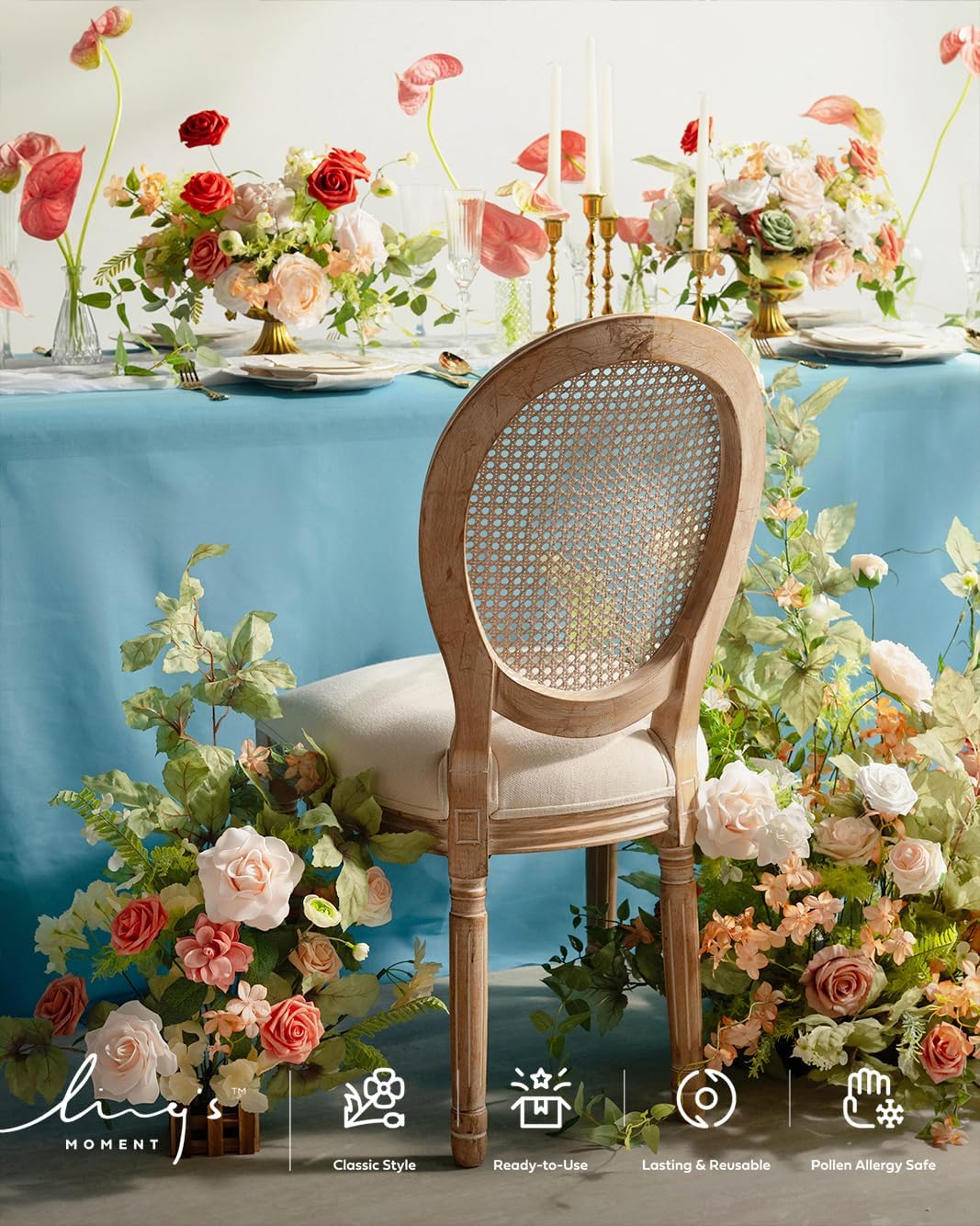 Ling's Moment 17.5" Tall Standing Artificial Flowers Arrangements 4pcs Fall Wedding Aisle Runner