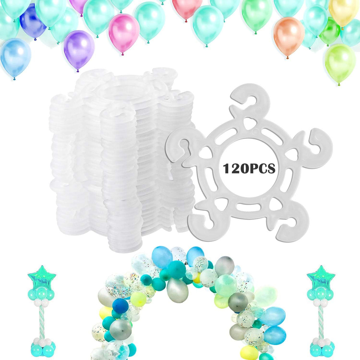 Balloon Clips(120 pcs), Tinabless Balloon Connectors for Decor Balloons Arch, Balloons Column Stand