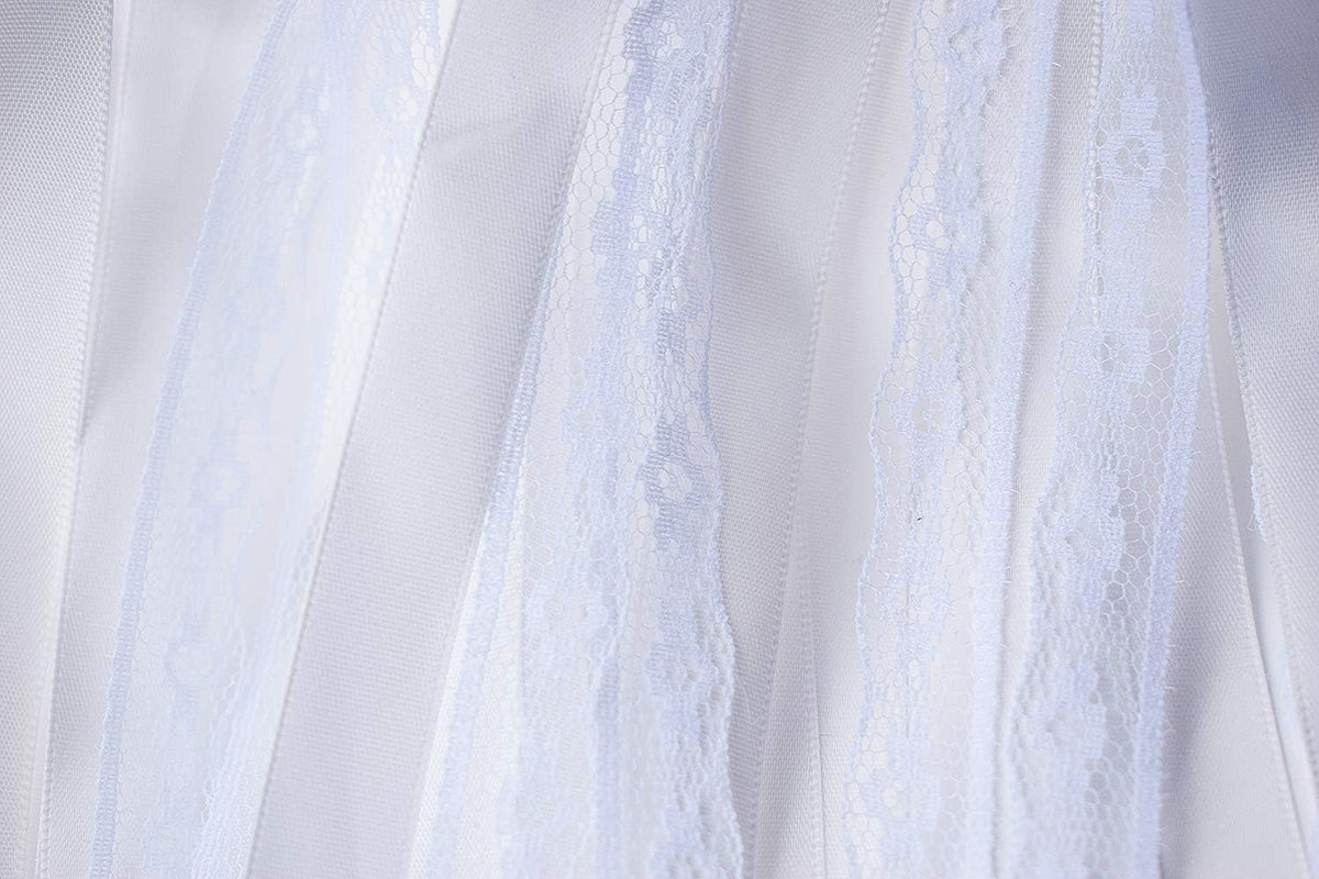 Kingsnow 50 Pack White Lace Ribbon Wands Wedding Streamers with Silver Bells, Silk Fairy Stick Wish