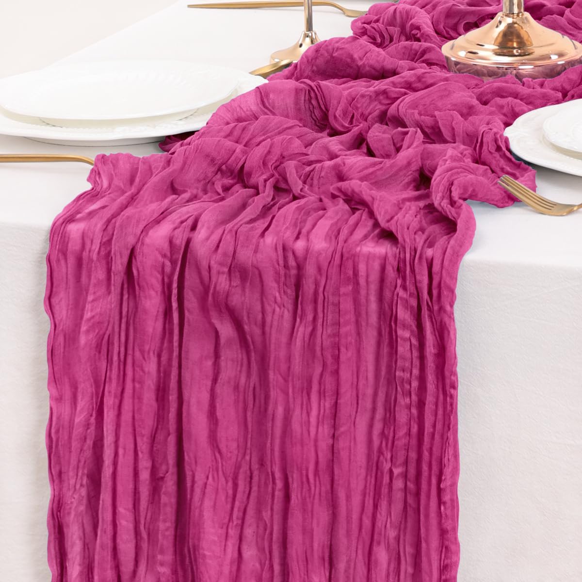 Fuschia Table Runner Cheesecloth Table Runner 14FT Farmhouse Table Runners 160 Inches Fall Table