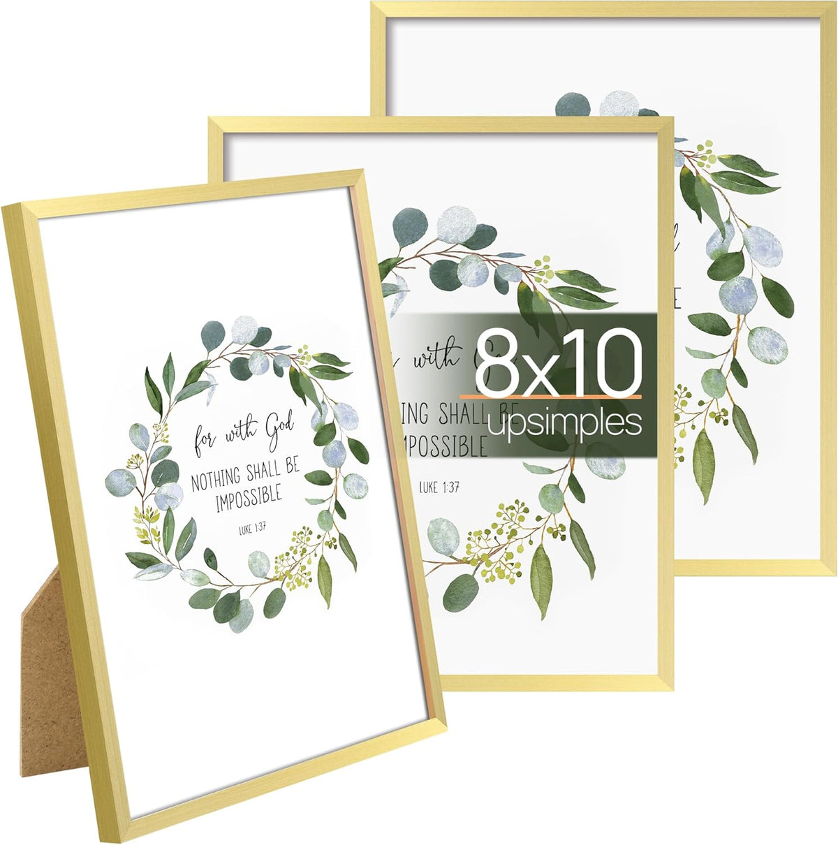 upsimples 8x10 Picture Frame Set of 3, Made of High Definition Glass for 8 x 10, Wall and Tabletop