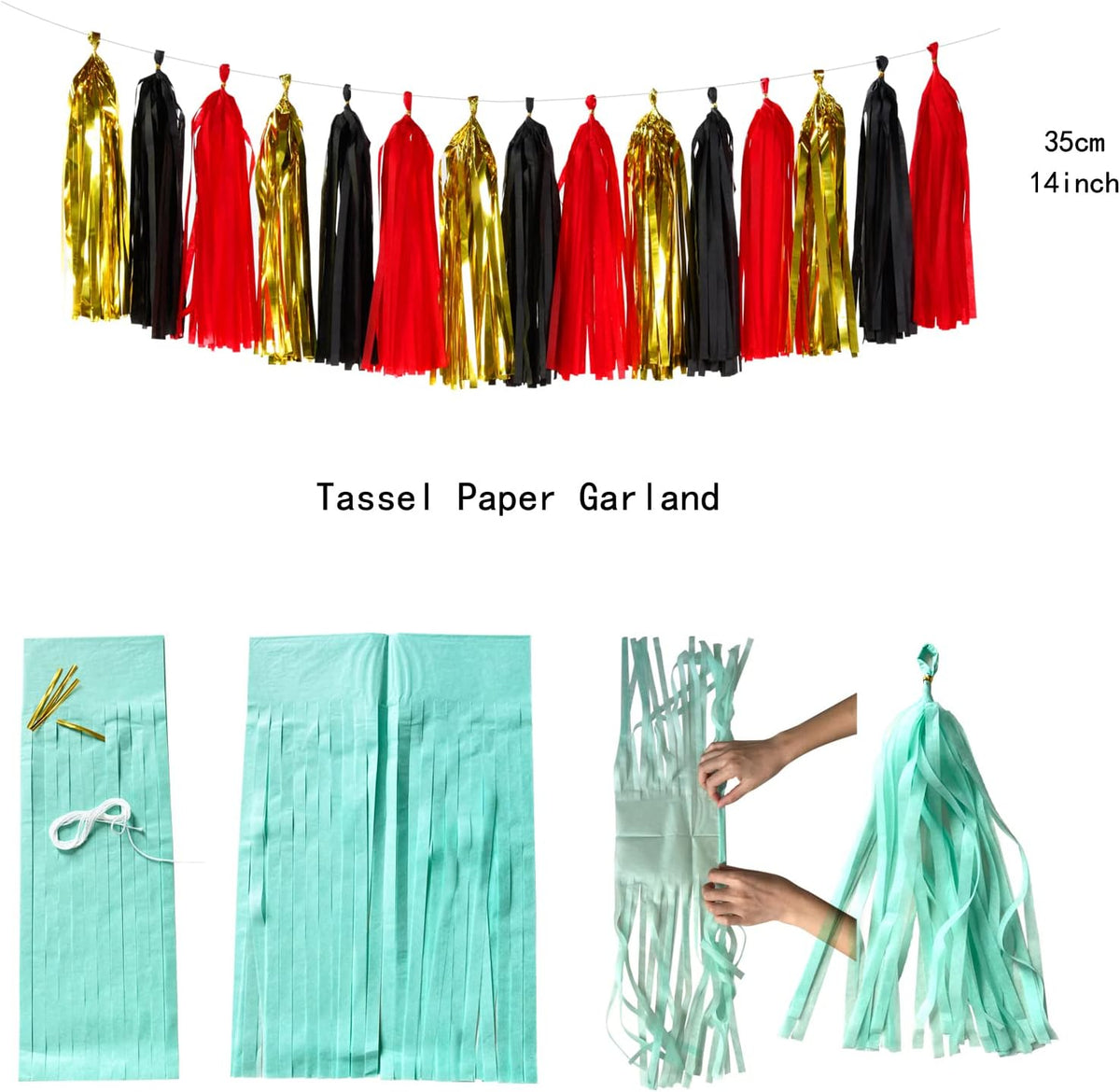 Red-Black Gold Casino-Theme Graduation Party-Decorations - 23pcs Kits Game Night Streamer Tissue