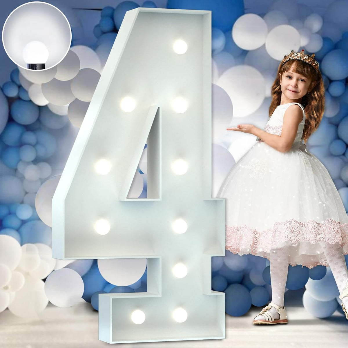 Marquee Numbers 4 Feet Tall Big Light Up Numbers 4 Year Old 14th 40th Birthday Decorations Girl Boy