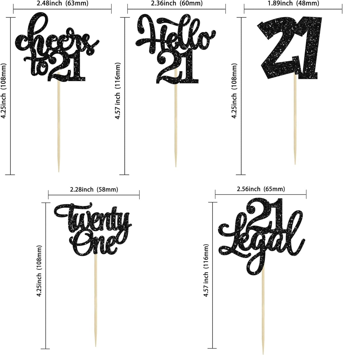 30pcs 21st Birthday Cupcake Toppers - Legal 21st Cupcake Picks - Cheers to 21 Years Old Cake