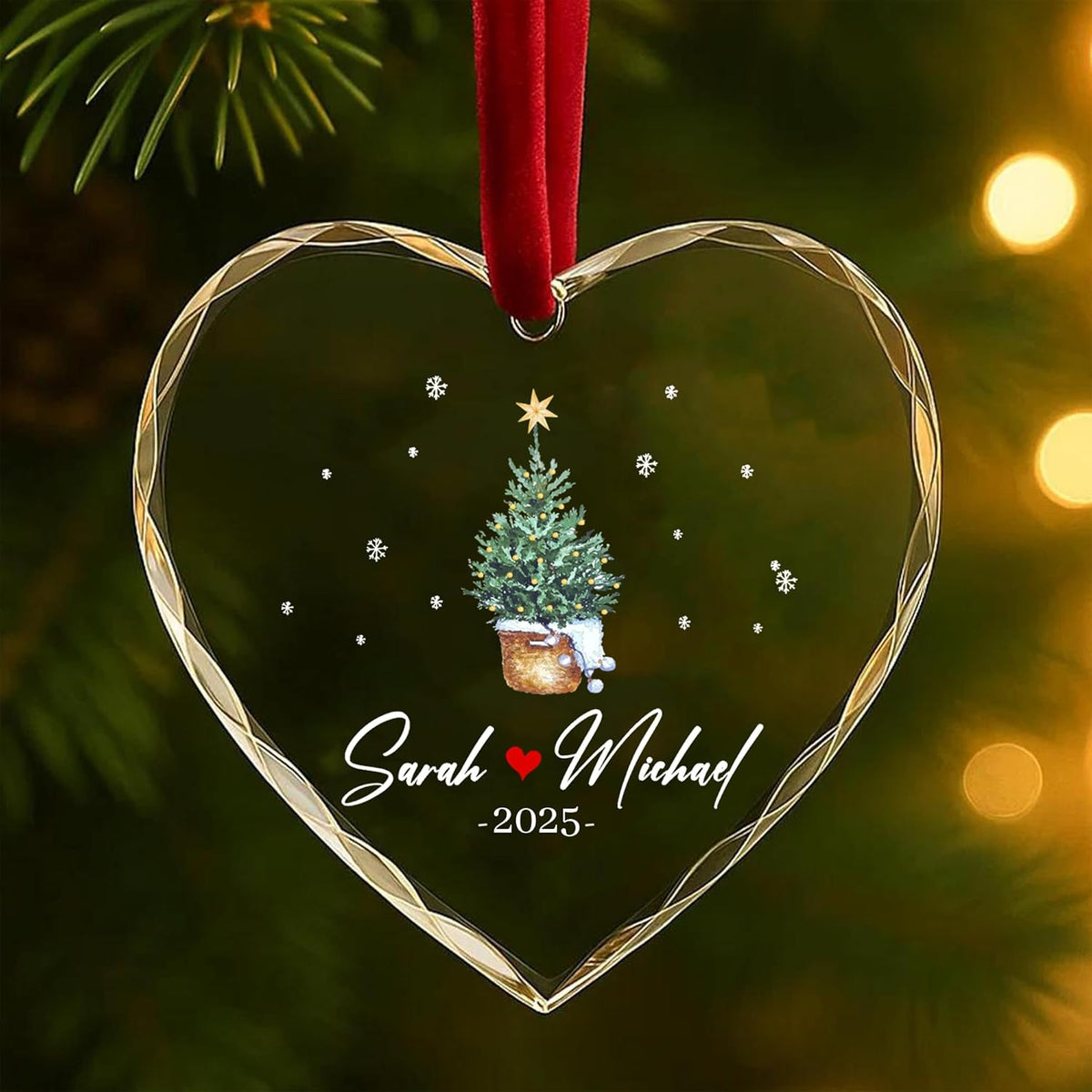 Personalized Glass Ornament 2025 for Married Couples with Name, Custom Wedding Keepsake Gift for