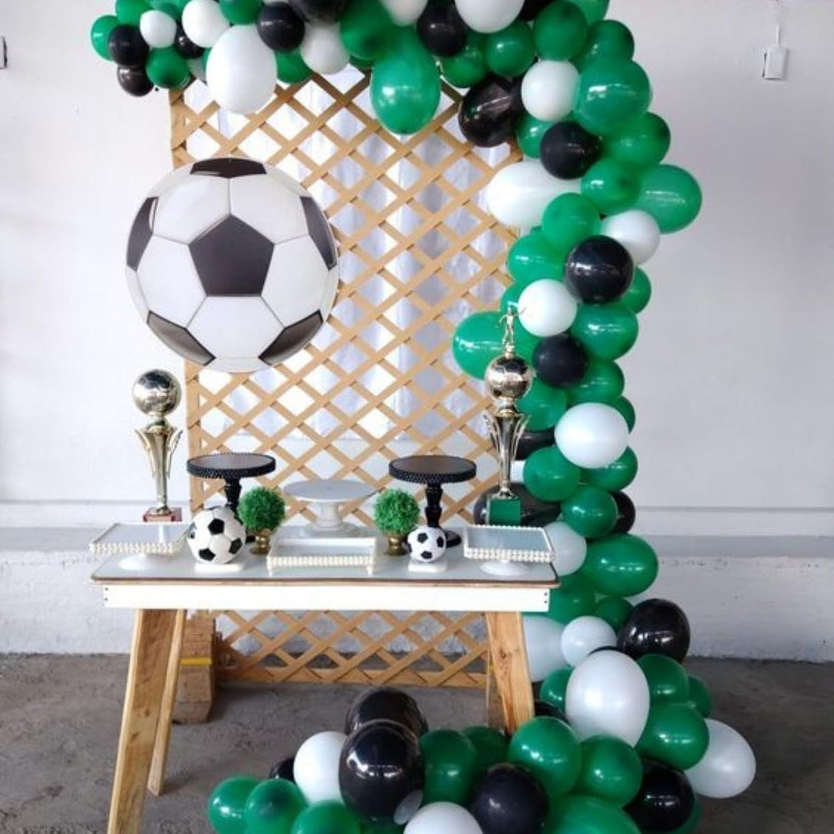 Paready Green Black Balloons, 60 Pcs 12 Inch Dark Green Metallic Silver Balloons, Black Green White