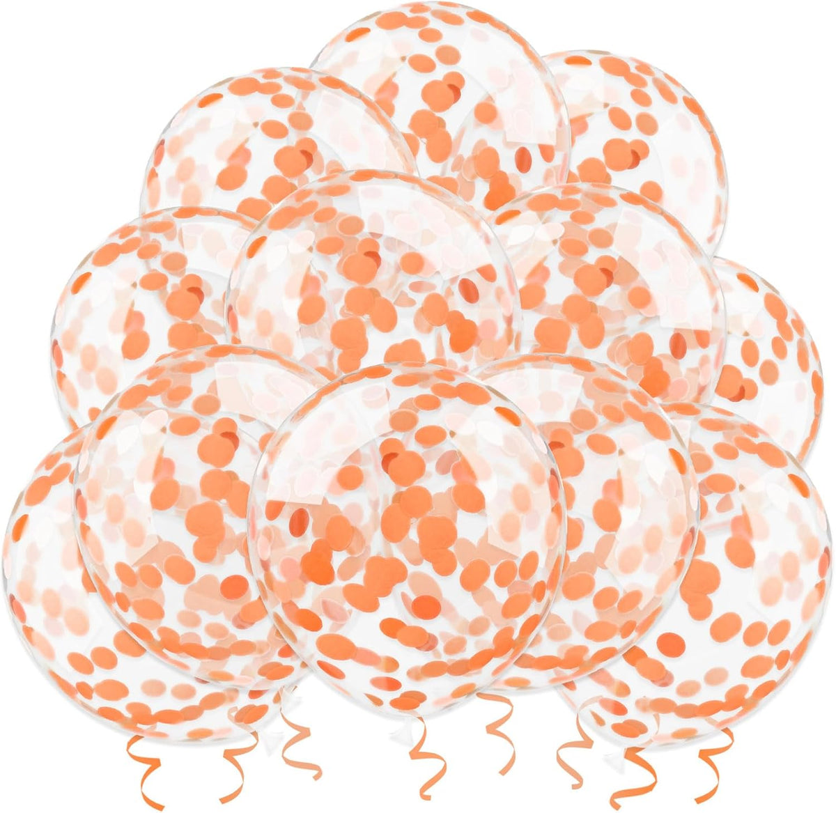 VHUWE Orange Confetti Balloons, 25 Pcs Thickened 12 Inch Clear Latex Balloon with Confetti Inside