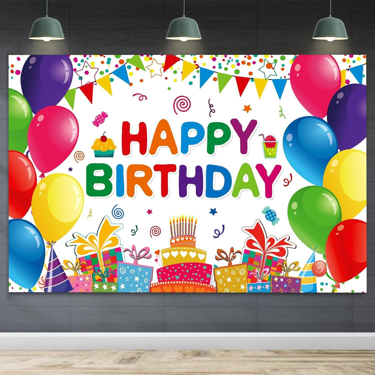Happy Birthday Backdrop Banner Colorful Birthday Decorations Large Yard Sign for Women Men Girls