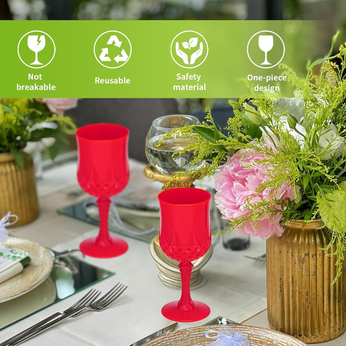 JLYLOL Plastic Vintage Wine Glasses 7OZ Plastic Goblets Vintage Drinking Glasses 48PCS Retro