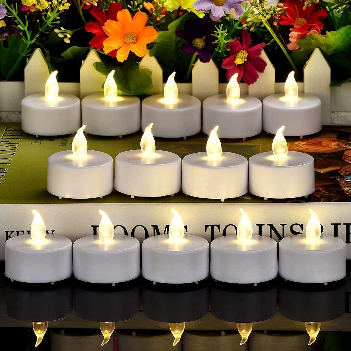 LED Tea Lights Candles- 50PACK Flameless Candles Realistic and Bright Flickering Long Lasting