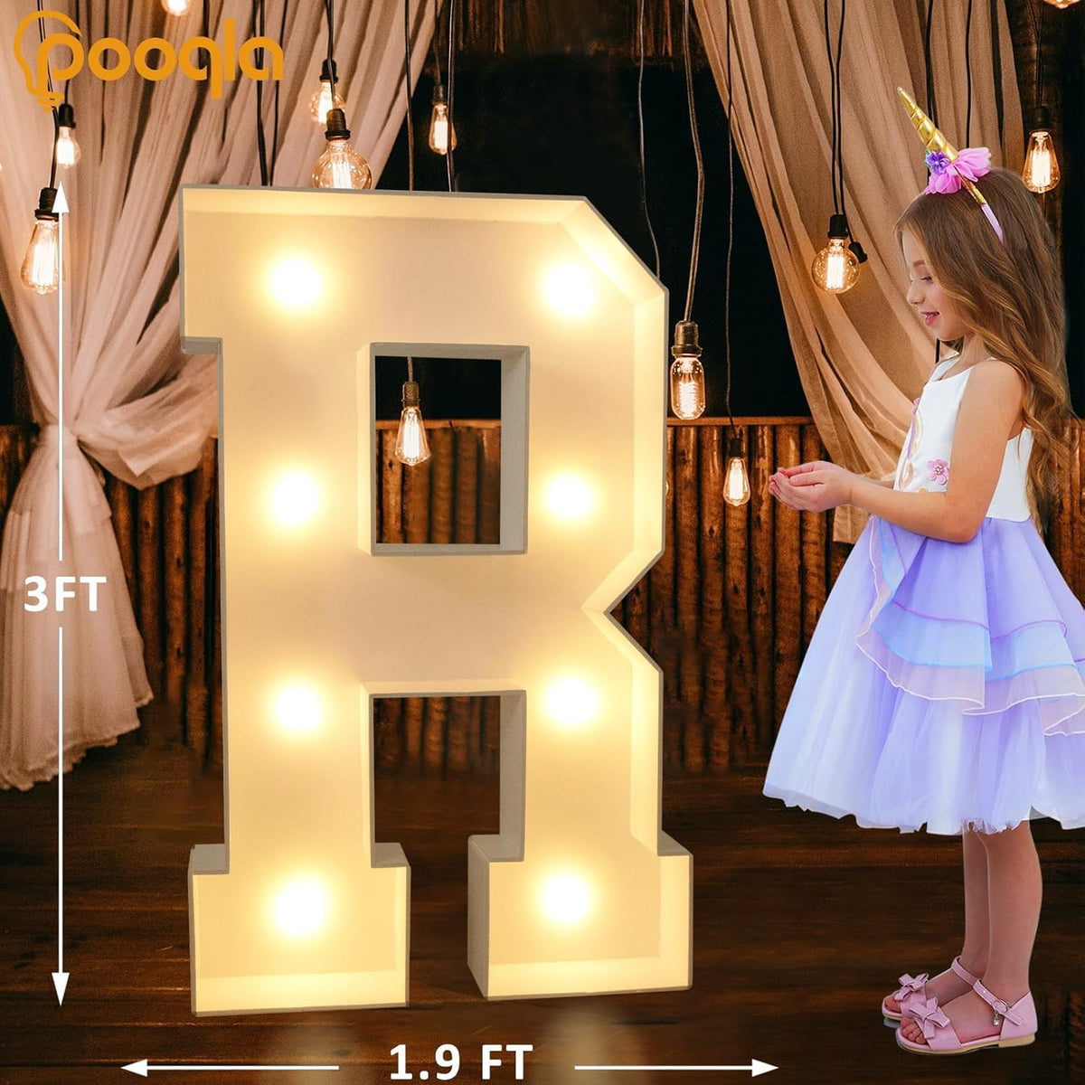 Pooqla 3FT Marquee Light Up Letters, LED Big Mosaic Marquee Letters 3 Feet, Giant LED Sign for
