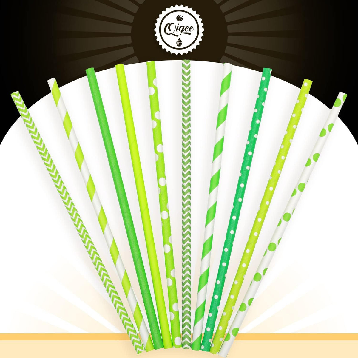 Green Paper Straws for Drinking Green Disposable Straws 150pcs Disposable Straws Bulk（10 Pattern）
