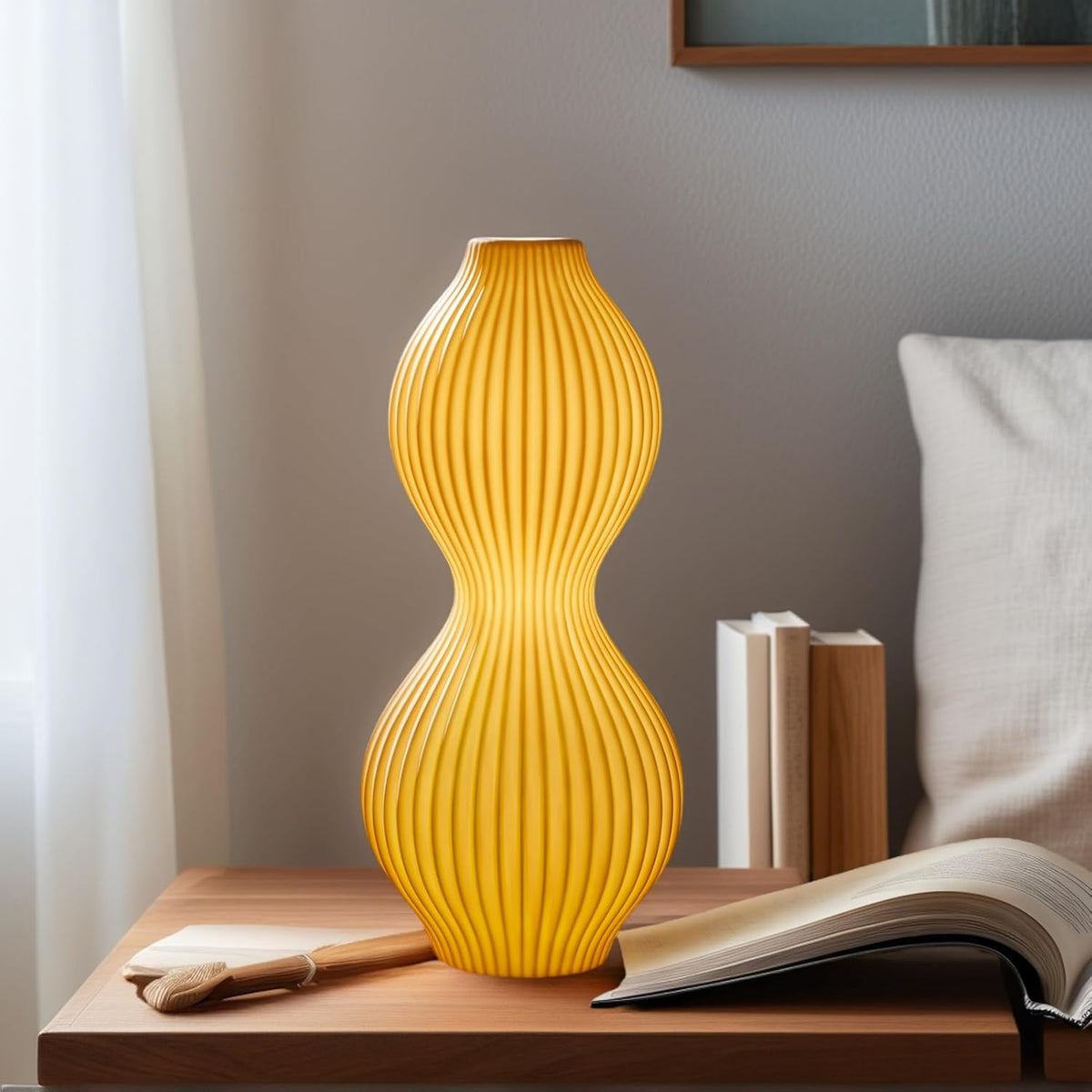 RONDURE 15.8" Modern Ceramic Table Lamp, Modern Bedside Lamps for Bedroom, Living Room and