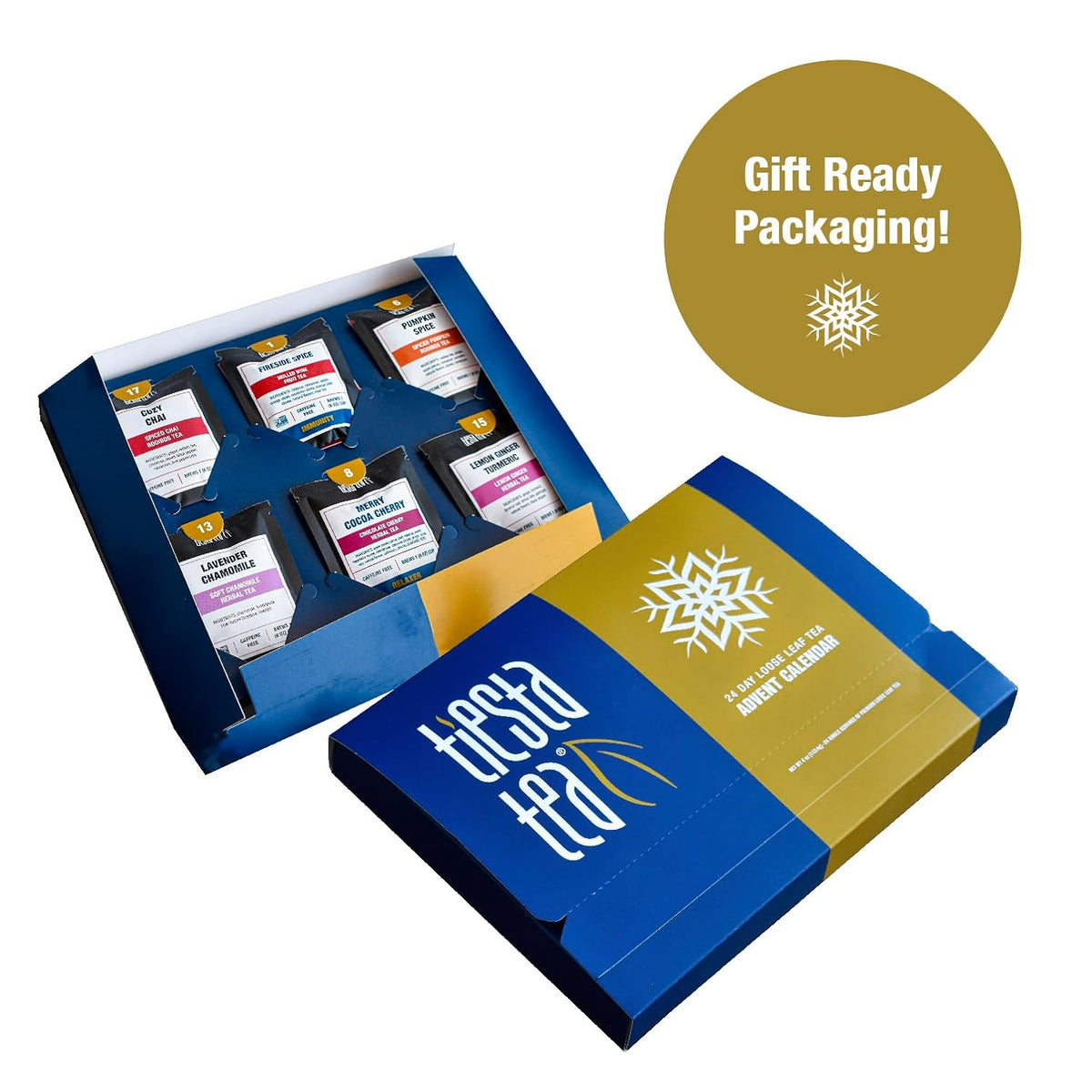 Tiesta Tea Advent Calendar 2025, Loose Leaf Herbal Tea Variety Pack, 24 Exquisite Loose Leaf Blends