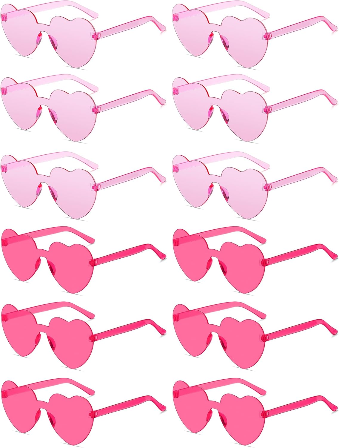 12/20/24 Pairs Heart Sunglasses for Women Men, Trendy Heart Shaped Rimless Transparent Sunglasses