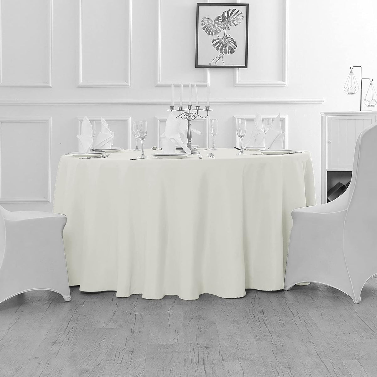 Fokitut 6 Pack Round Tablecloth, 90 Inch, Stain Resistant and Wrinkle Polyester Table Cloth, Fabric