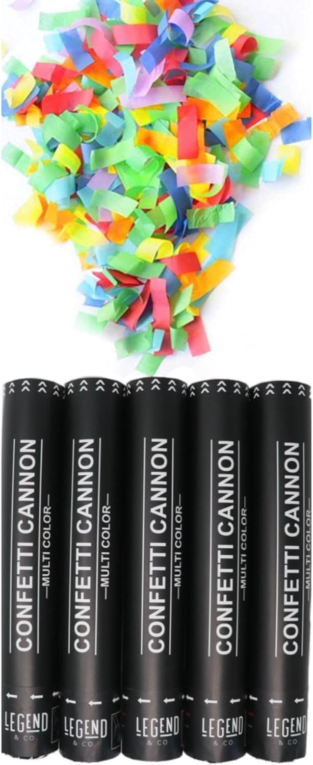 Legend & Co. 12 inch Confetti Cannons Multicolor | Biodegradable Confetti & Air Powered | Launches