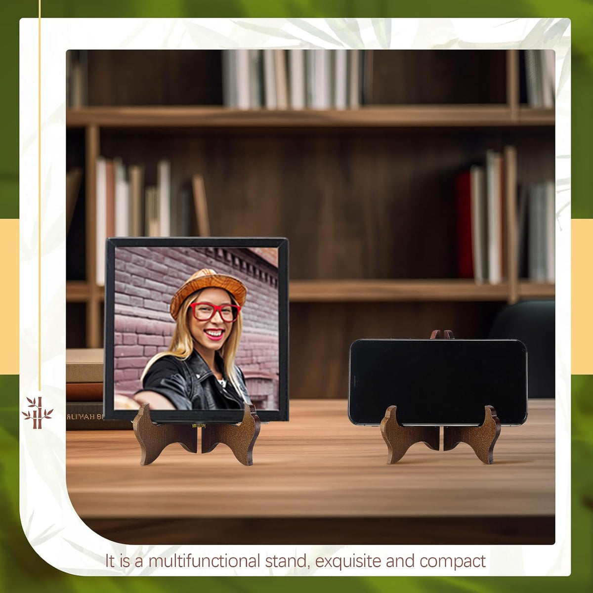 Tatuo 4 Packs Wooden Display Stand Decorative Plate Stands for Display Picture Frame Holder Easels