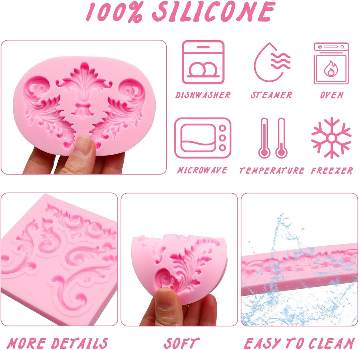 Baroque Scroll Pattern Silicone Craft Molds Border Decorative Silicone Moulds for Crafting polymer