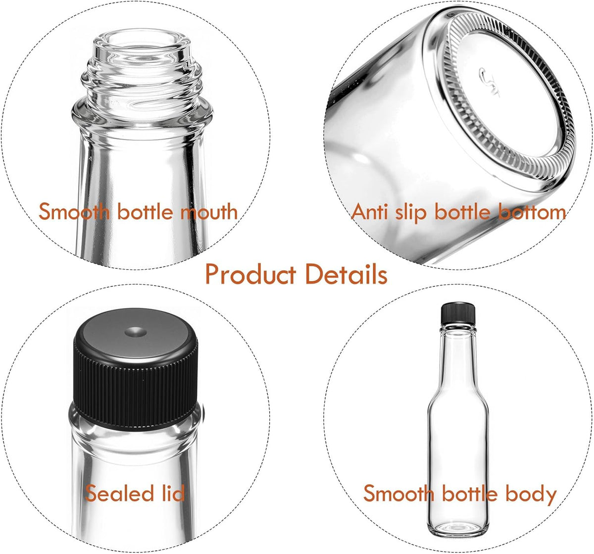 Ahhute Sauce Bottles, 5oz Small Olive Oil Bottles with Shrink Capsules, Mini Vanilla Wine Bottle