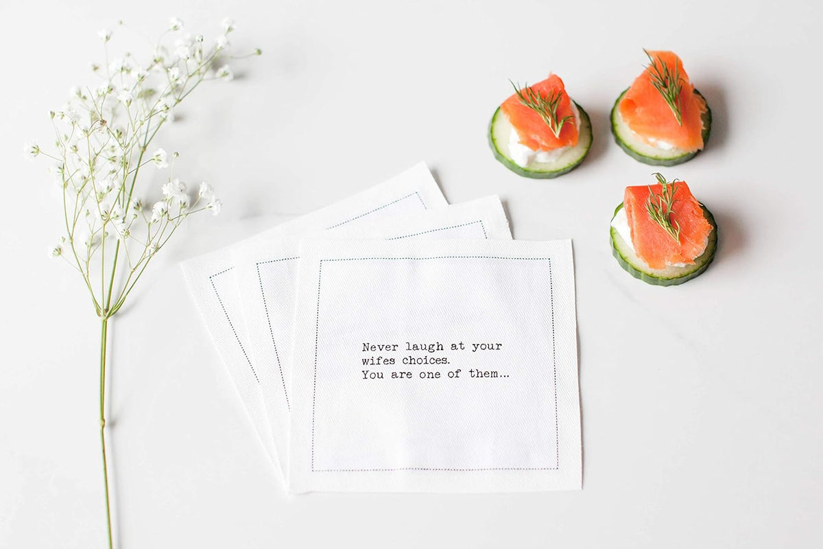 Five Star Napkins Marriage Quotes, White Cotton Cocktail Napkins, Beverage Napkins, Bar Napkins