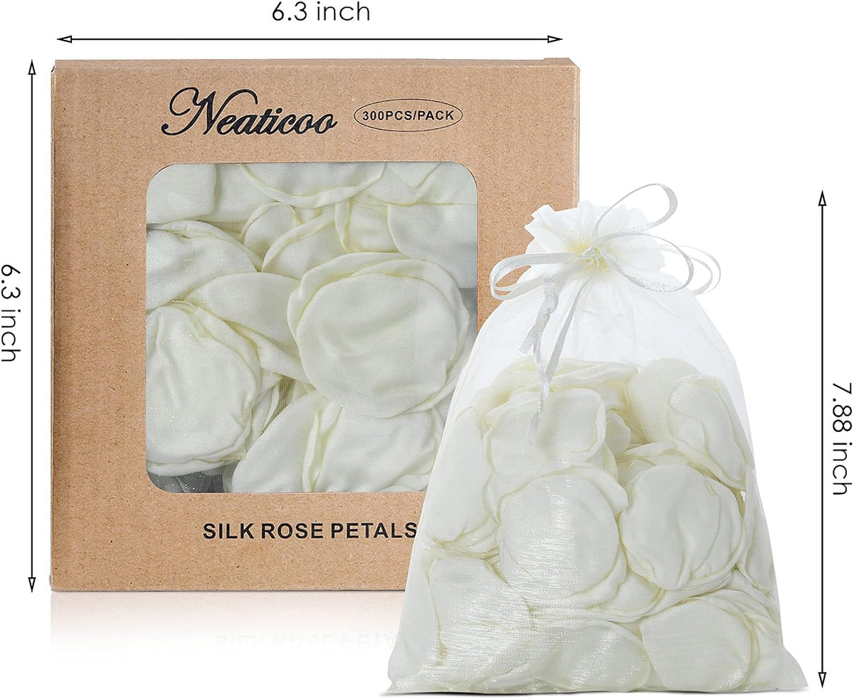 Artificial Ivory White Rose Petals 300pcs Reusable Silk Rose Petals Separated Flower Petals for