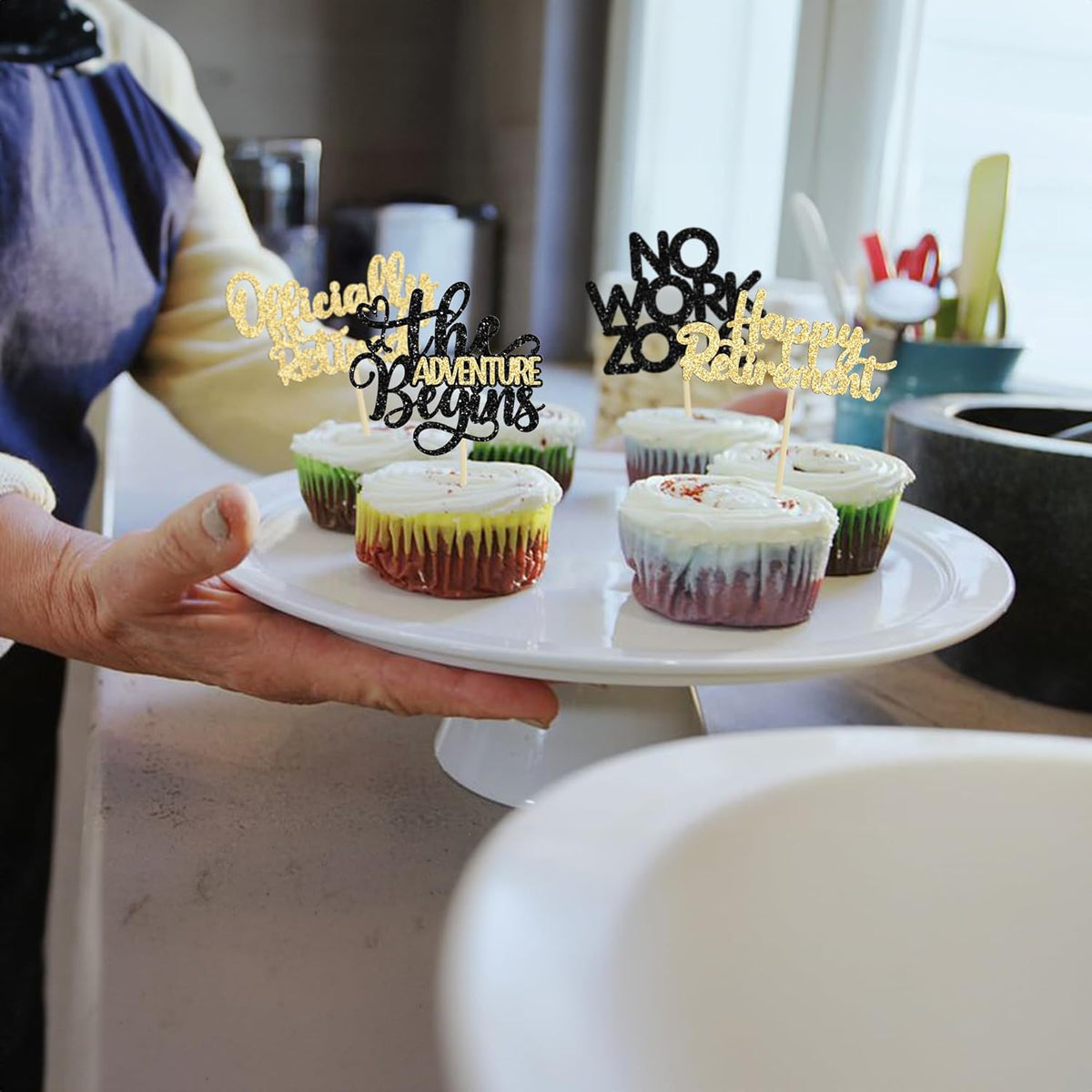 24Pcs Happy Retirement Cupcake Toppers Officially Retired Cake Toppers No Work Zone Adventure