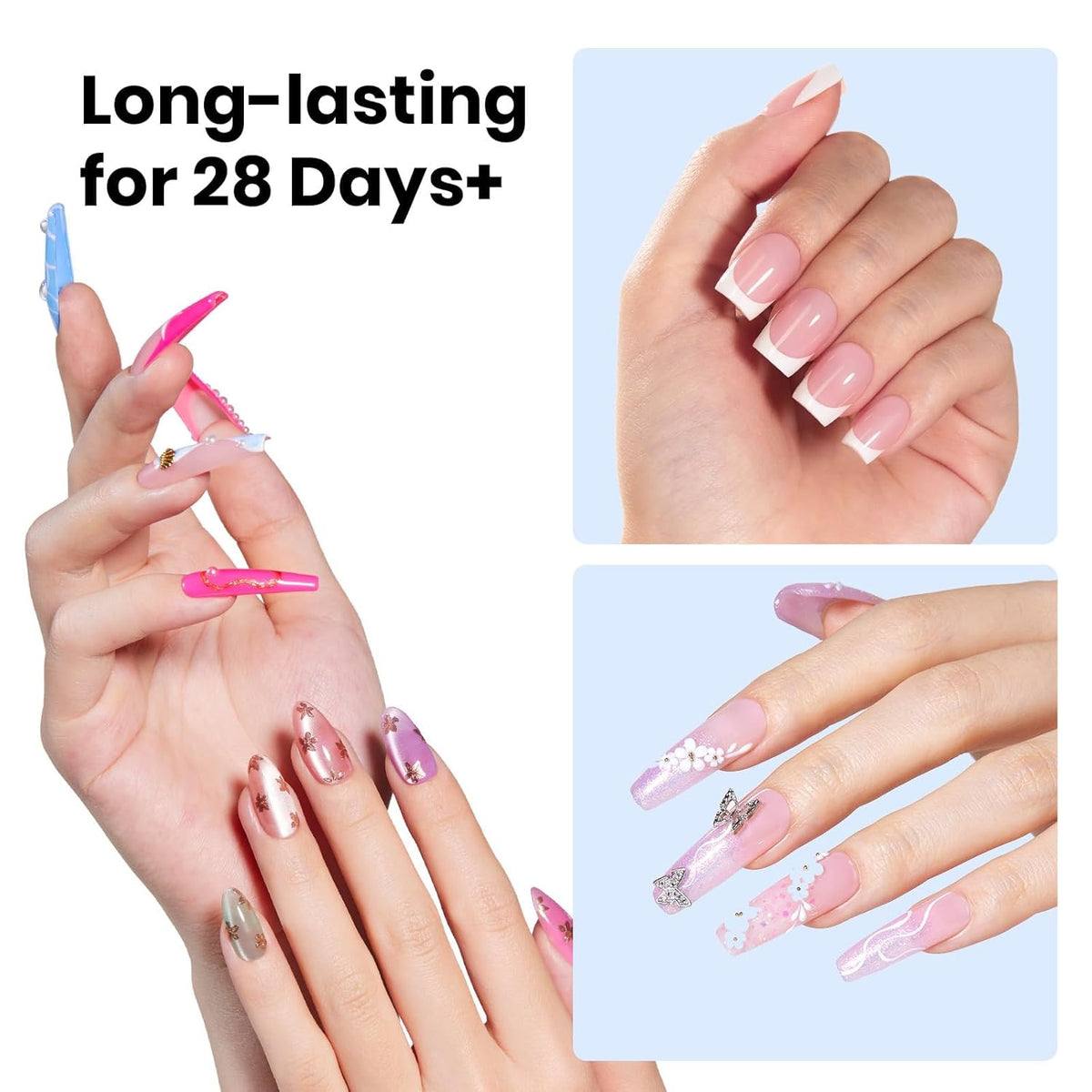 Beetles 20g Solid Nail Glue Gel - No Wipe, Hands-Free Soft Nail Tips Glue for Fake Acrylic Nails